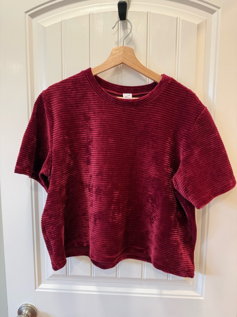 MAS Montreal Tofino Ribbed Velvet Short Sleeve Tee in Rosewood - Picture 2 of 6